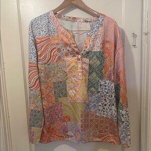 Colorful Patchwork Button Down Shirt